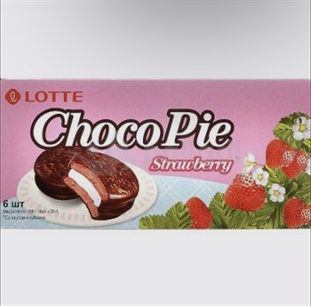 Печенье прослоенное глазированное, Choco Pie, клубника, 168 г 3236