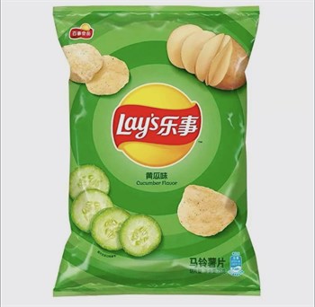 Картофельные чипсы Lay's Cucumber Flavor со вкусом свежих огурцов (Китай), 70 г 4024