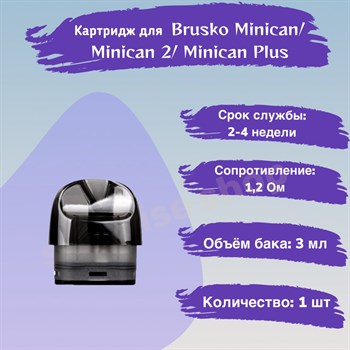 Картриджи Brusko Minican/2/Plus, 1.2 Ом, черный, 2шт 2545