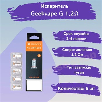 Испарители для Geekvape G, M Coil 1.2 Ом, 5шт, Wenax C1, Wenax Stylus, Aegis Pod 2812